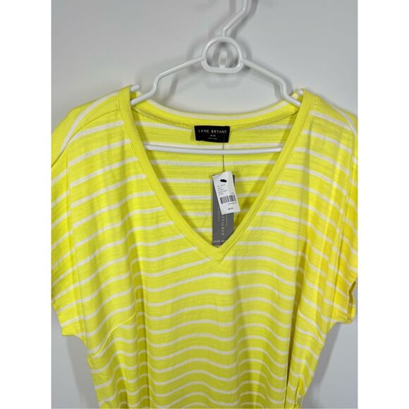 Lane Bryant lemon yellow white striped V Neck dress size 18/20 NWT - Picture 4 of 8